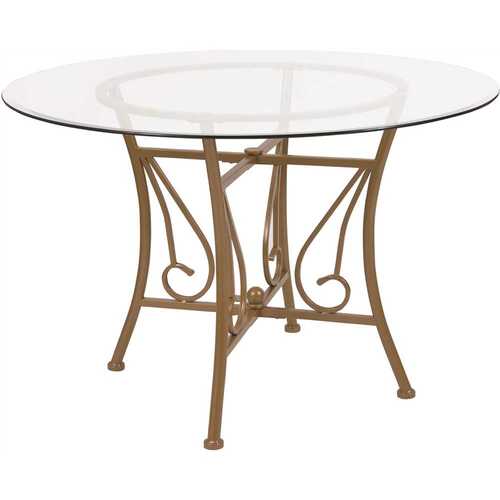 Clear Top/Matte Gold Frame Dining Table