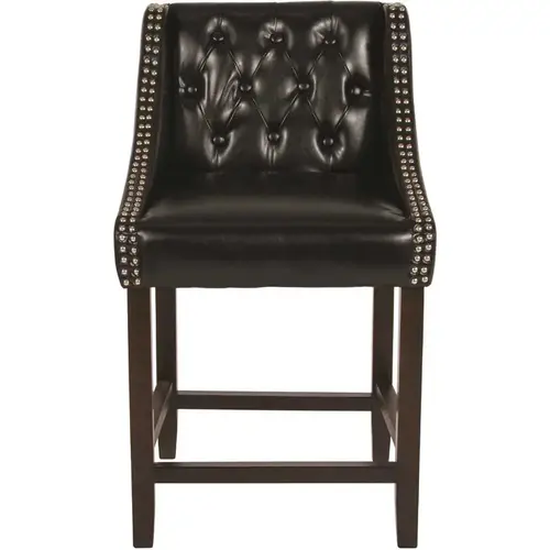 36 in. Black Leather Bar Stool Color/Finish Family