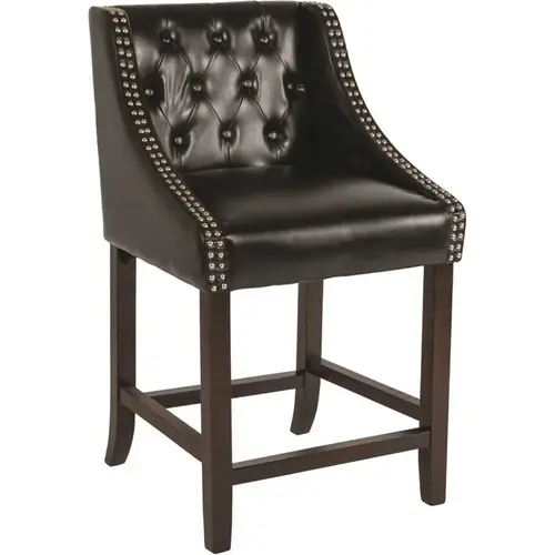 24 in. Black Leather Bar Stool