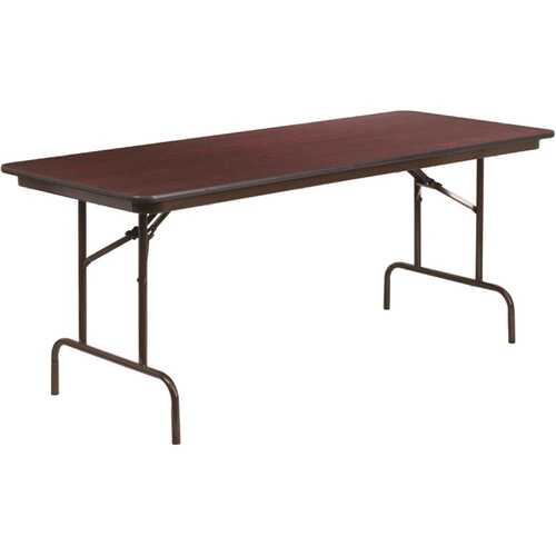 72 in. Mahogany Wood Table top Material Folding Banquet Tables Brown