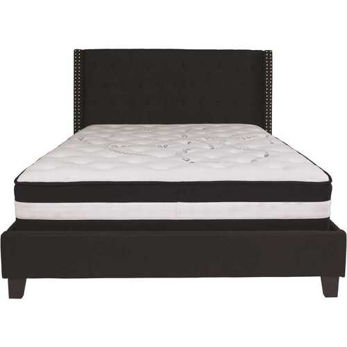 Black Queen Platform Bed and Mattress Set