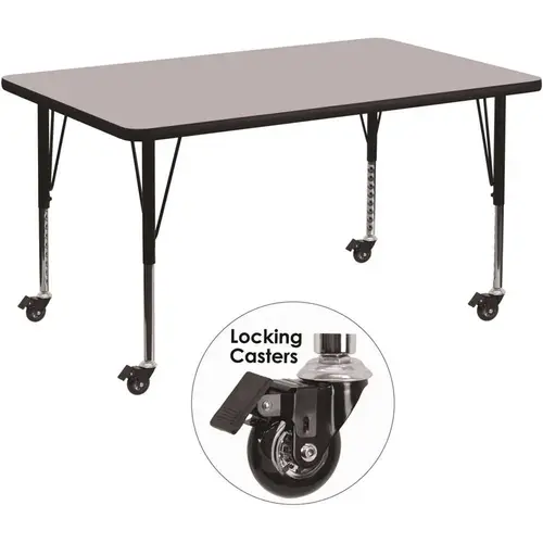 25.37 in. Gray Rectangular Activity Tables with Casters