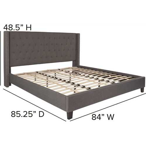 Dark Grey King Platform Bed