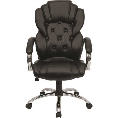 Faux Leather Swivel Office Chair in Black