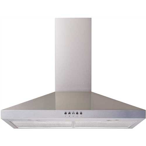 36 in. Convertible Wall Mount Range Hood in Stainless Steel with Mesh Filters and Push Button Control