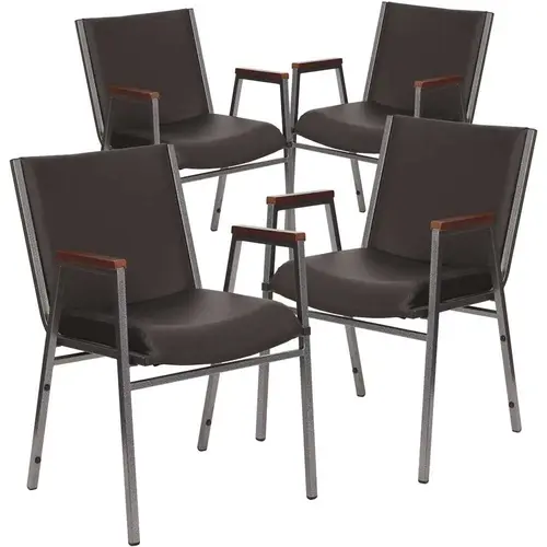 Black Vinyl Vinyl Side Stack Chair