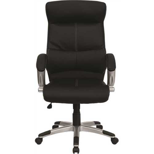 Faux Leather Swivel Ergonomic Office Chair in Black