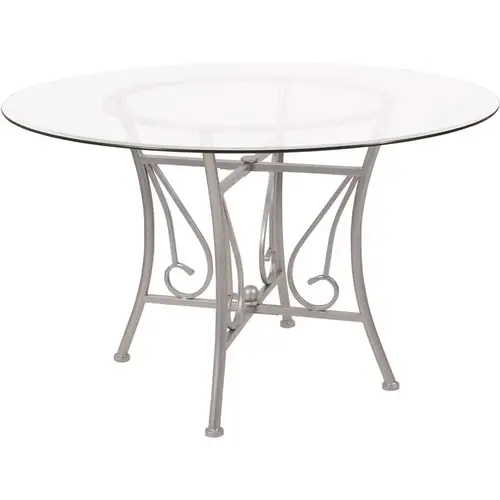 Clear Top/Silver Frame Dining Table