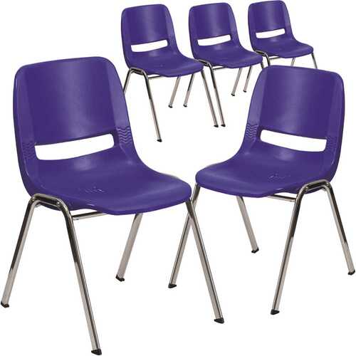 Carnegy Avenue CGA-RUT-157996-NA-HD Navy Plastic/Chrome Frame Plastic Stack Chairs