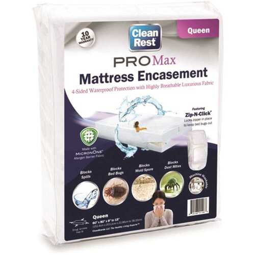 CLEAN REST 845168011068 Pro Max Encasement Polyester Queen Mattress Cover