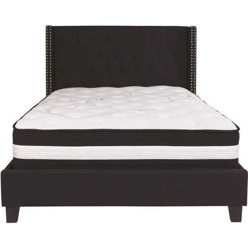 Black Full Platform Bed and Mattress Set