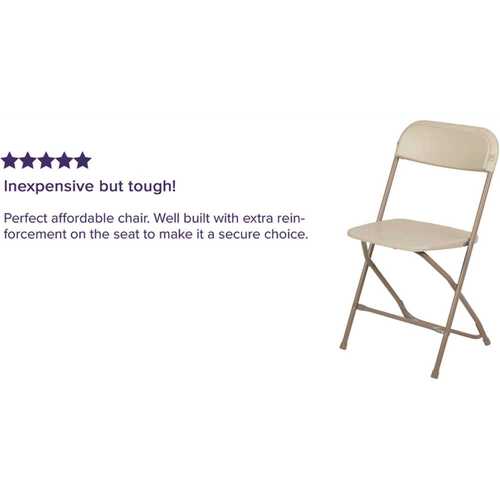 Beige Plastic Seat with Metal Frame Folding Chair