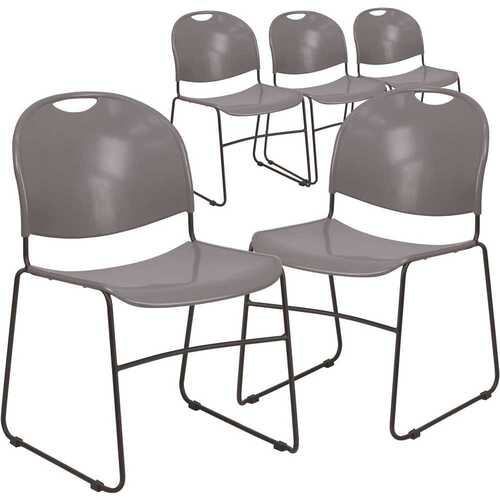 Gray Plastic/Black Frame Plastic Stack Chairs