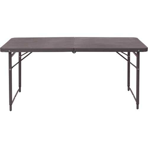 48.25 in. Dark Gray Plastic Tabletop Metal Frame Folding Table