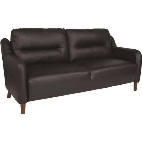 70 in. Black Faux Leather 3-Seater Bridgewater Sofa with Round Arms