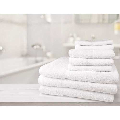 16 in. x 30 in. 4 lbs. White Hand Towel with Dobby Border