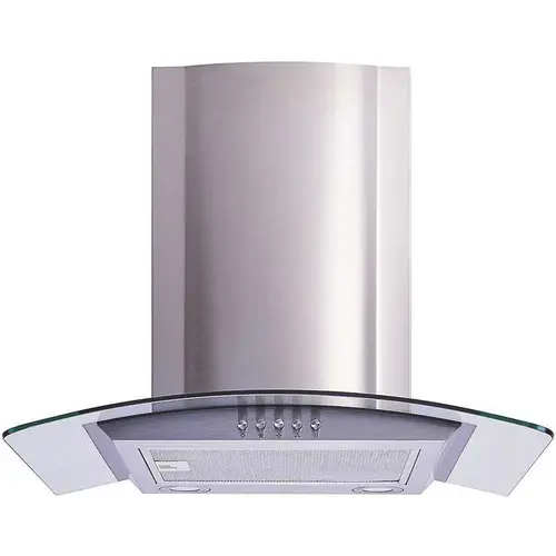 36 in. Convertible Glass Wall Mount Range Hood in Stainless Steel with Mesh Filters and Push Button Control