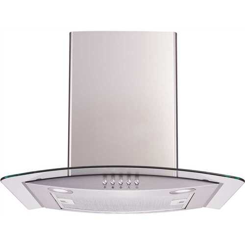 Winflo WR002C30 30 in. Convertible Glass Wall Mount Range Hood in Stainless Steel with Mesh Filter and Push Button Control