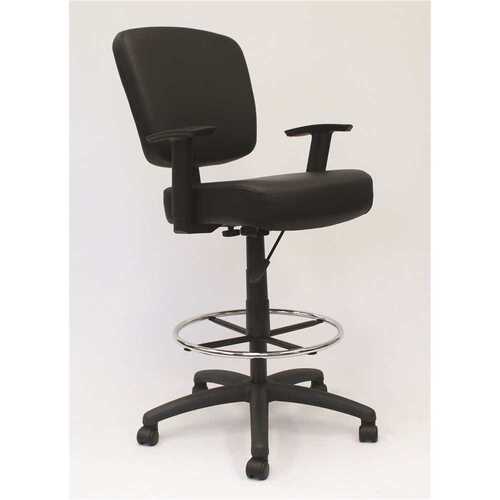 BOSS Office Products B1681-BK Black Modern Style Drafting Chair with Adj Arms