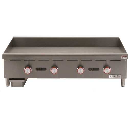 Magic Chef MCCMG48A 48 in. Natural Gas Commercial Manual Countertop Griddle in Stainless Steel
