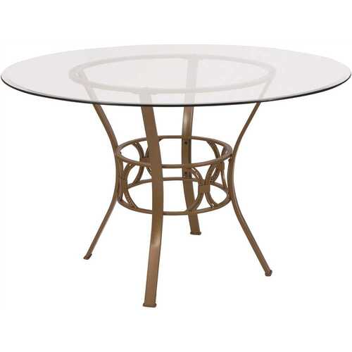 Clear Top/Matte Gold Frame Dining Table