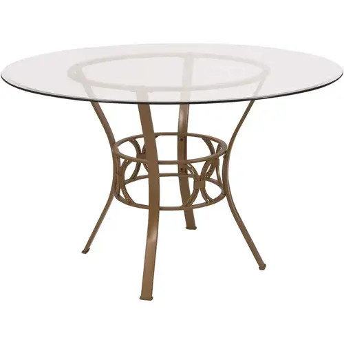 Clear Top/Matte Gold Frame Dining Table