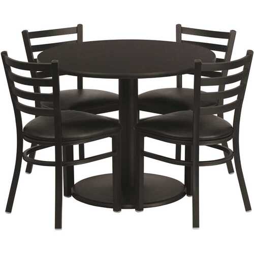 Black Top/Black Vinyl Seat Table and Chair Set