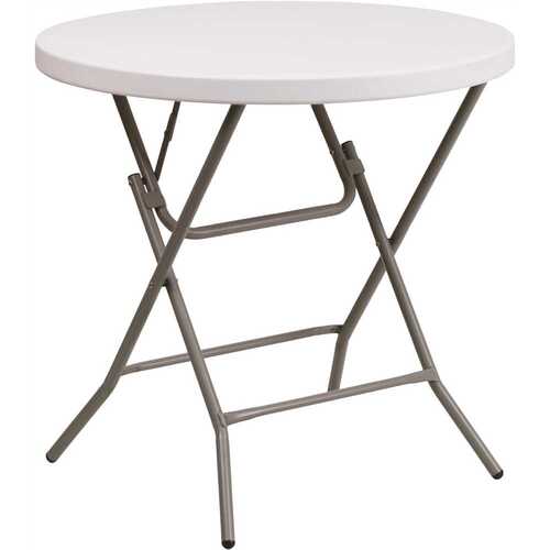 31.5 in. Granite White Plastic Tabletop Metal Frame Folding Table