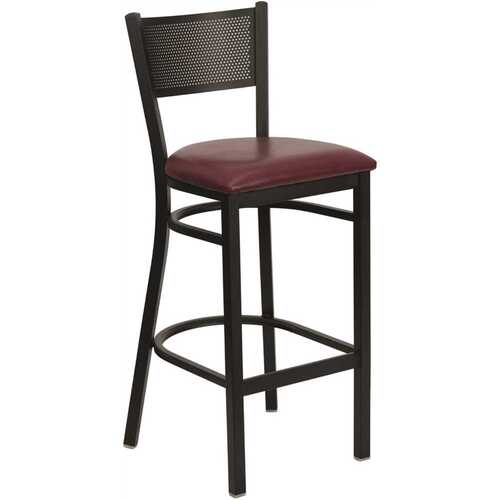 Carnegy Avenue 30.25 in. Burgundy Vinyl Seat/Black Metal Frame Bar Stool