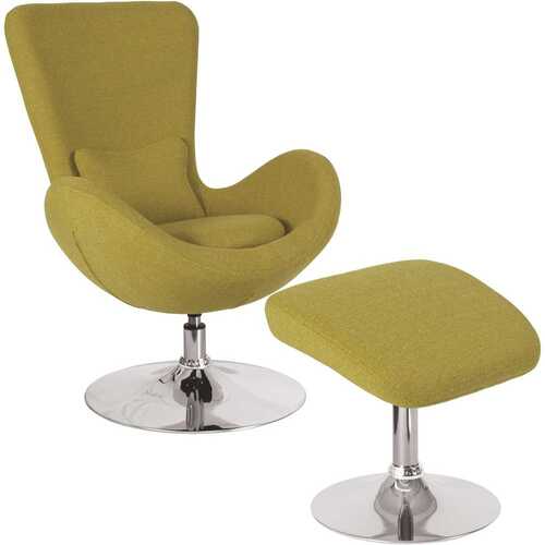 Green Fabric Chair and Ottoman Set