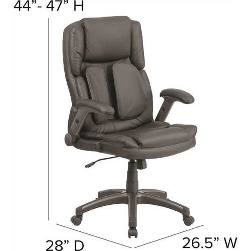 Faux Leather Swivel Ergonomic Office Chair in Black