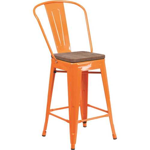 24.25 in. Orange Bar Stool