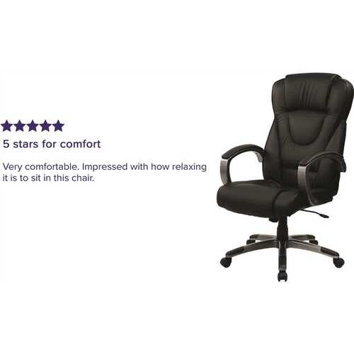 Faux Leather Swivel Ergonomic Office Chair in Black