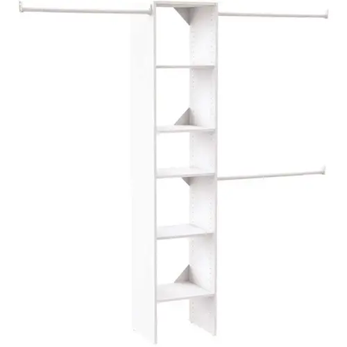 Selectives 48 in. W - 112 in. W White Reach-In Tower Wall Mount 6-Shelf Wood Closet System