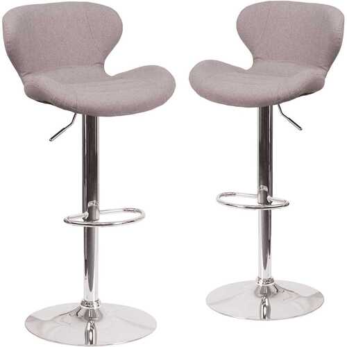 33 in. Gray Fabric Bar stool Chrome