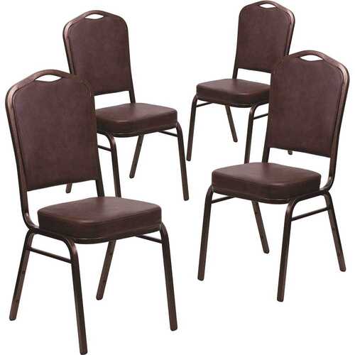 Brown Vinyl/Copper Vein Frame Banquet Stack Chair