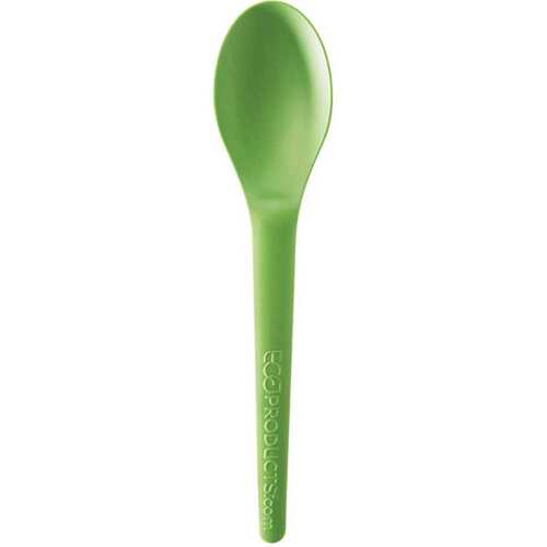 6 in. Plant Ware Compostable Green Plastic Spoon
