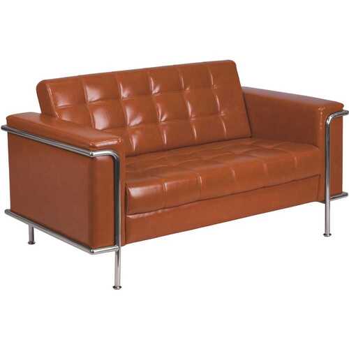 Cognac Leather Loveseat