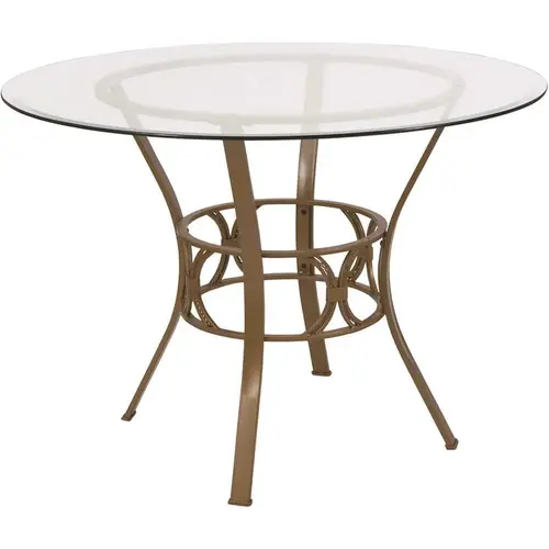 Clear Top/Matte Gold Frame Dining Table