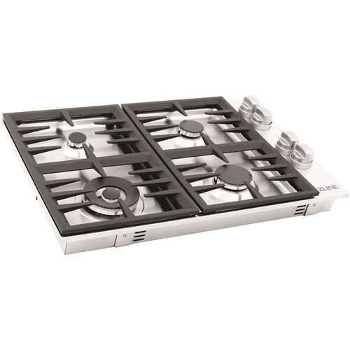 ZLINE Kitchen and Bath RC30 30 in. 4 Burner Top Control Gas Cooktop in Stainless Steel