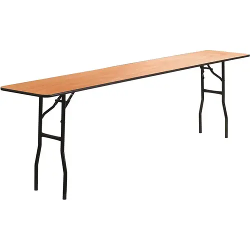 National Brand Alternative CGA-YT-8083-NA-HD 96 in. Natural Wood Tabletop Metal Frame Folding Table Brown