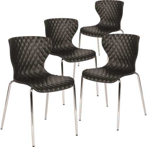 Carnegy Avenue CGA-LF-249556-BL-HD Plastic Stackable Chair in Black
