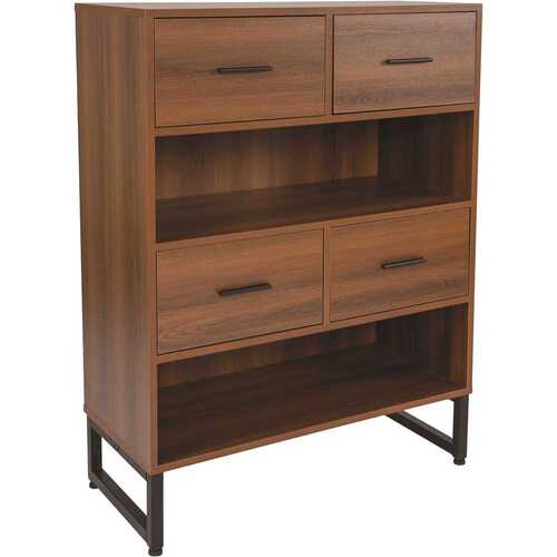 Carnegy Avenue CGA-NAN-239558-RU-HD 41.25 in. Brown Wood 2-shelf Standard Bookcase with Drawers