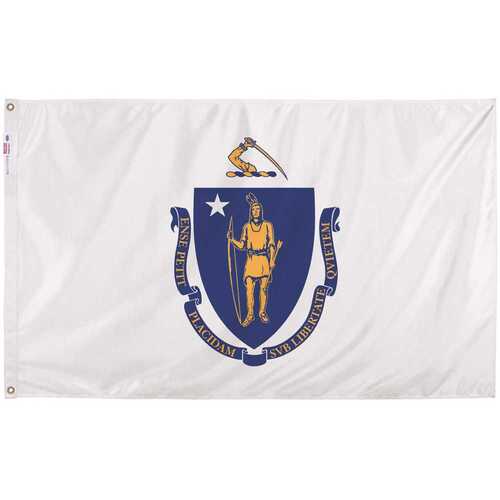 Valley Forge MA3 3 ft. x 5 ft. Nylon Massachusetts State Flag