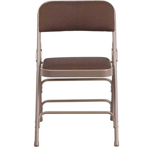 Brown Patterned Metal Folding Chair