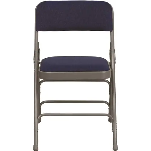 Navy Fabric/Gray Frame Metal Folding Chair Blue