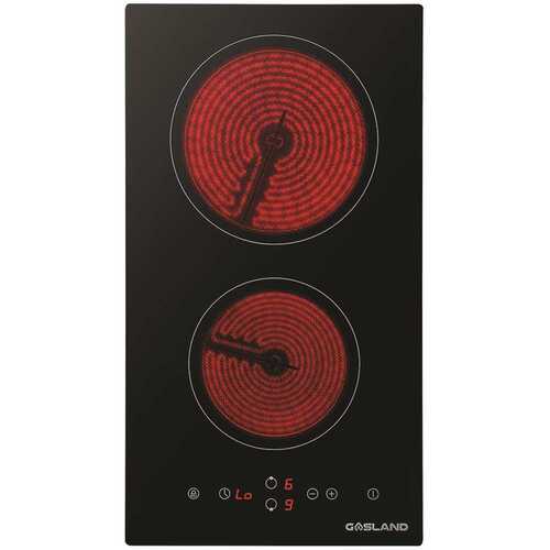 12 in. Electric Stove Ceramic Surface Radiant Cooktop in Black with 2-Elements