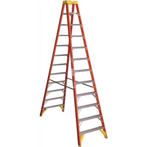 Werner T6212 12 ft. Fiberglass Twin Step Ladder with 300 lbs. Load Capacity Type IA Duty Rating