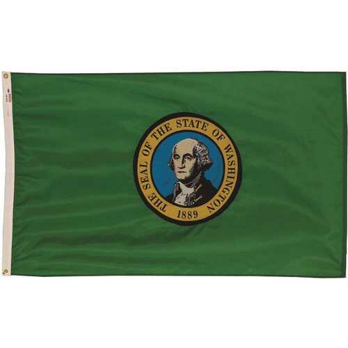 Valley Forge WA3 3 ft. x 5 ft. Nylon Washington State Flag