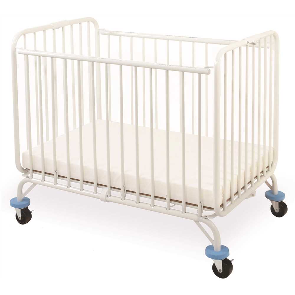 LA Baby CS-882 Deluxe Holiday Mini/Portable White Folding Metal Crib